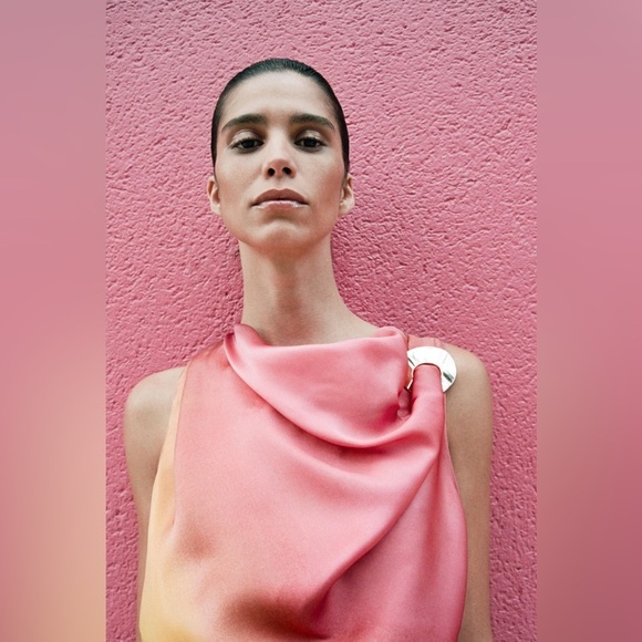 ZARA Satin Effect Print Top – Size M – Brand New with Tag - Picture 3 of 10